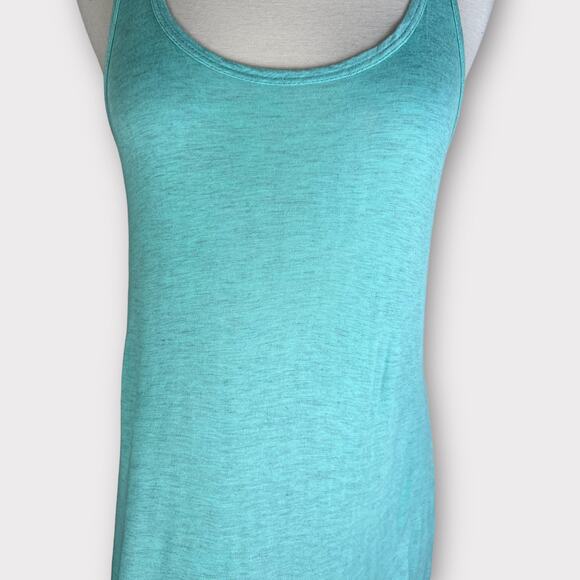 Soprano | Aqua Hi-low Jersey Front Knit Back Tank Top | Medium - Picture 2 of 9